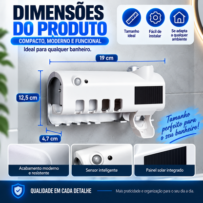 Suporte Inteligente para Escovas e Pastas de Dentes 3 em 1