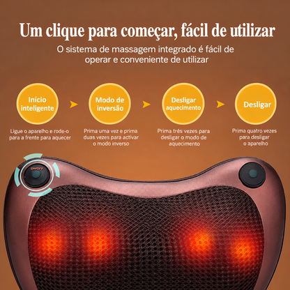 Almofada de Massagem Elétrica Multifuncional para Casa e Carro com Rotação em Ambos os Lados