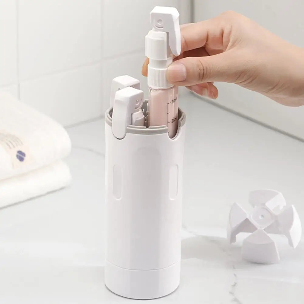 Dispensador de viagem 4 em 1, frascos portáteis à prova de vazamentos para perfume, xampu, condicionador e loção.