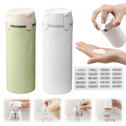 Dispensador de viagem 4 em 1, frascos portáteis à prova de vazamentos para perfume, xampu, condicionador e loção.